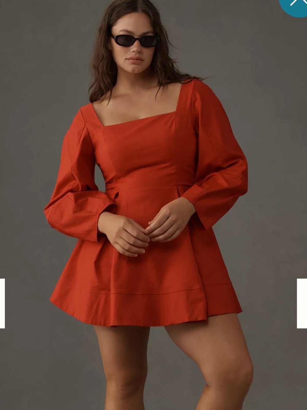Anthropologie Maeve Square-Neck Mini Dress in Red